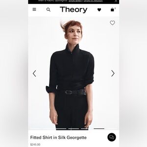 Theory Women's black Fitted Shirt in Silk Georgette